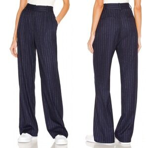 Favorite Daughter Pants Womens Size 10 Navy Pinstripe Wide Leg Pleated Trousers